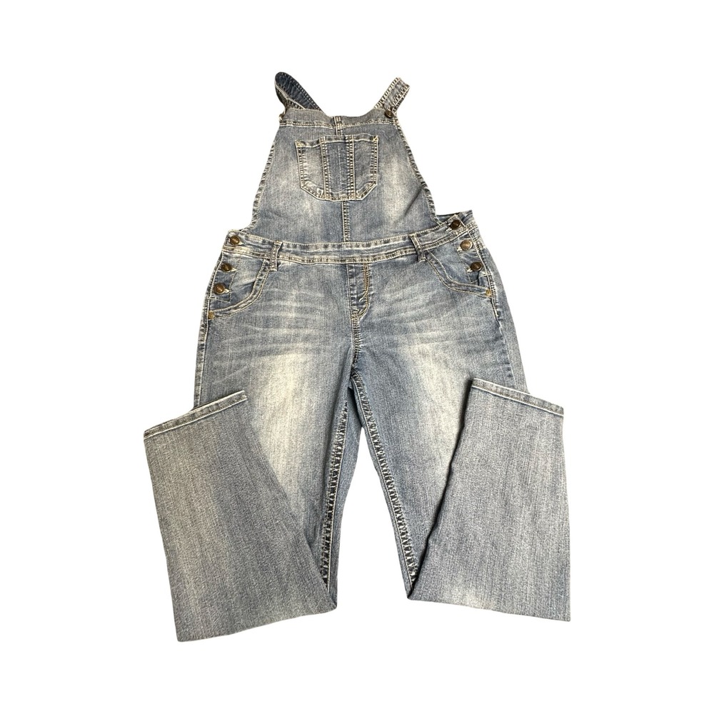 WallFlower Overalls Womens XL 38x27 Light Wash Denim Straight Leg Western